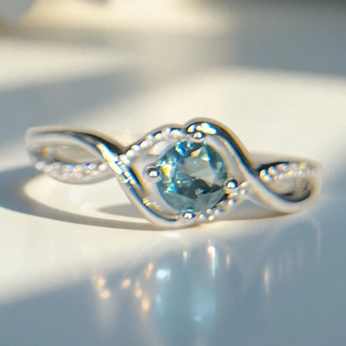 Minimalist Blue Ring for Female Bride Commitment Engagement Proposal Wedding Jewelry Christmas Mother's Day Gift The Best Gift for Her Christmas Present The Best Gift for Her Christmas Present