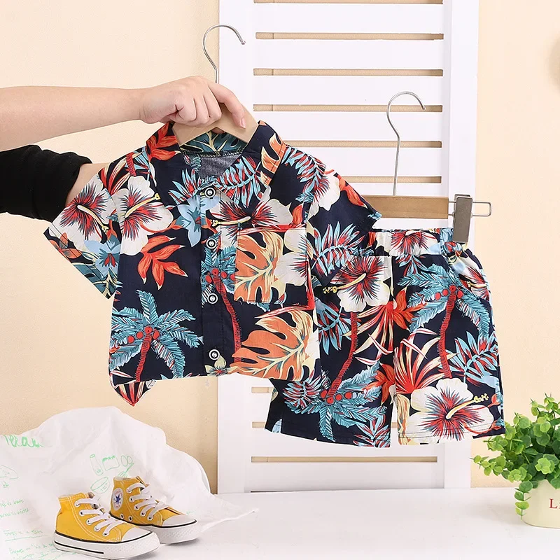 

New Summer Baby Clothes Suit Children Short Sleeved Shirt Shorts 2Pcs/Sets Fashion Kids Boys Clothing Set Infant Printed Costume