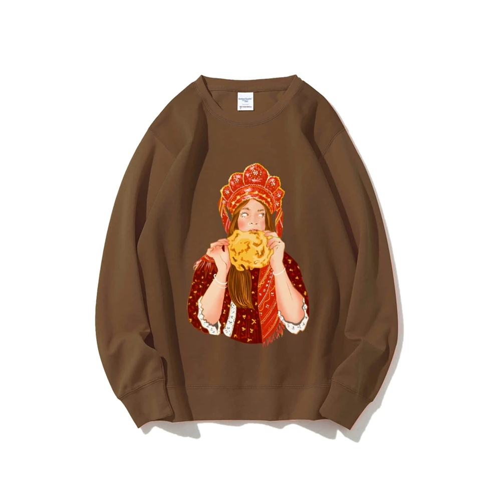 Moletom menina pão aconchegante folk gráfico casual wear y2k na moda macio oversize roupas design quente vibe estilo artístico moletom