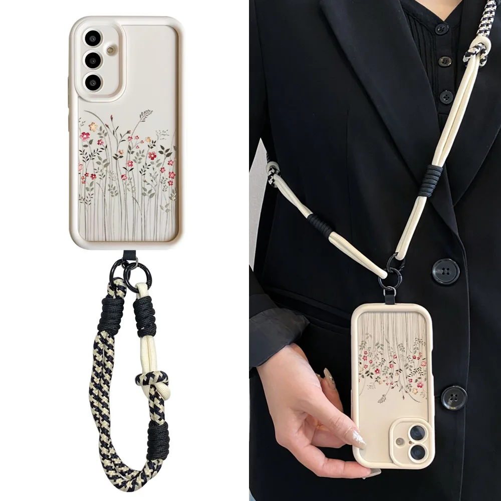 2025 NewFloral Crossbody الحبل حقيبة لهاتف سامسونج A56 55 36 26 16 06 15 35 25 54 34 24 73 53 21 71 51 31 72 52 32 14 13 12 17 07