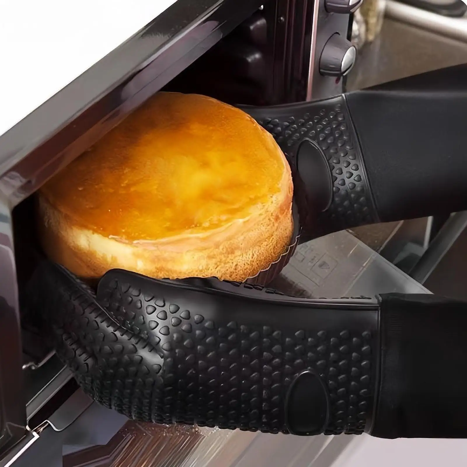 Extra Long Oven Mitts Quilted Lining Protection Heat Resistant, Silicone Grip Baking Mitts for Barbecue Commercial, Baking