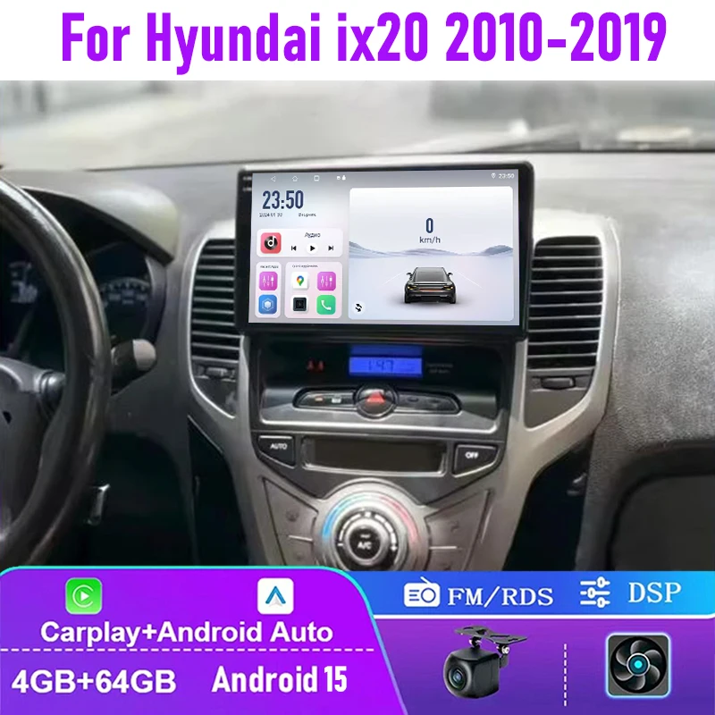 

9" 4+64GB Car Radio For Hyundai ix20 2010-2019 Automatic Air Conditioning Version Wireless Carplay Head Unit