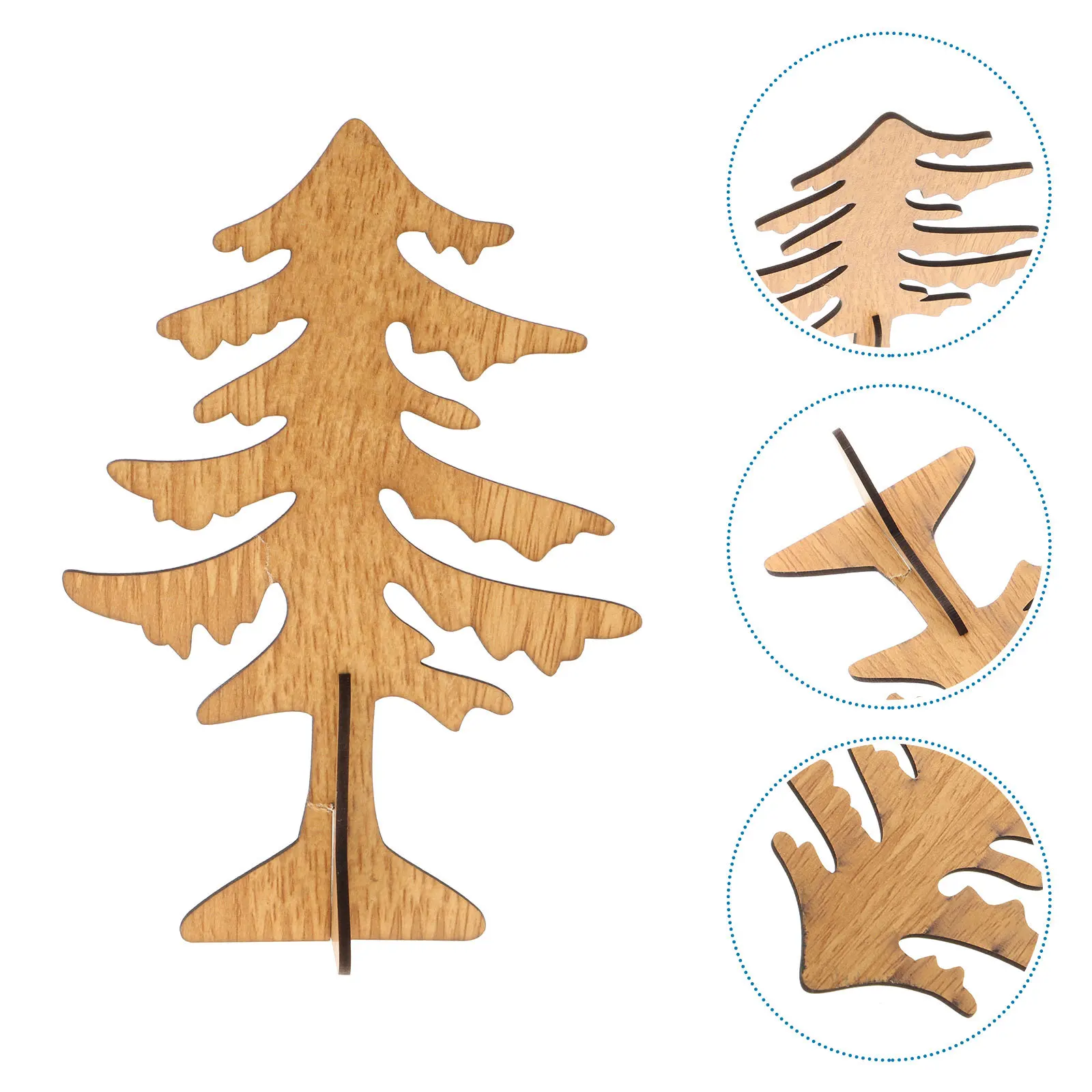 

Mini Wooden DIY Christmas Tree Thick Cross Shape Desktop Tabletop Xmas Decoration Holiday Celebration Ornament