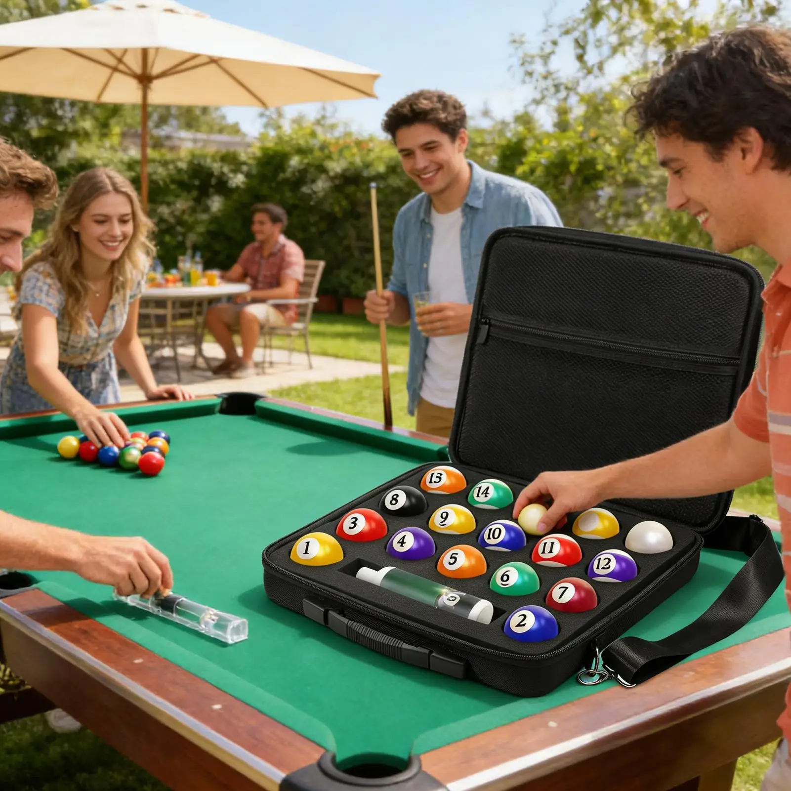 

Pool Ball Case Organizer Bag With Handle Padded Billiard Carrying Bags For Clubs Home Tournaments Travel Training Recreation