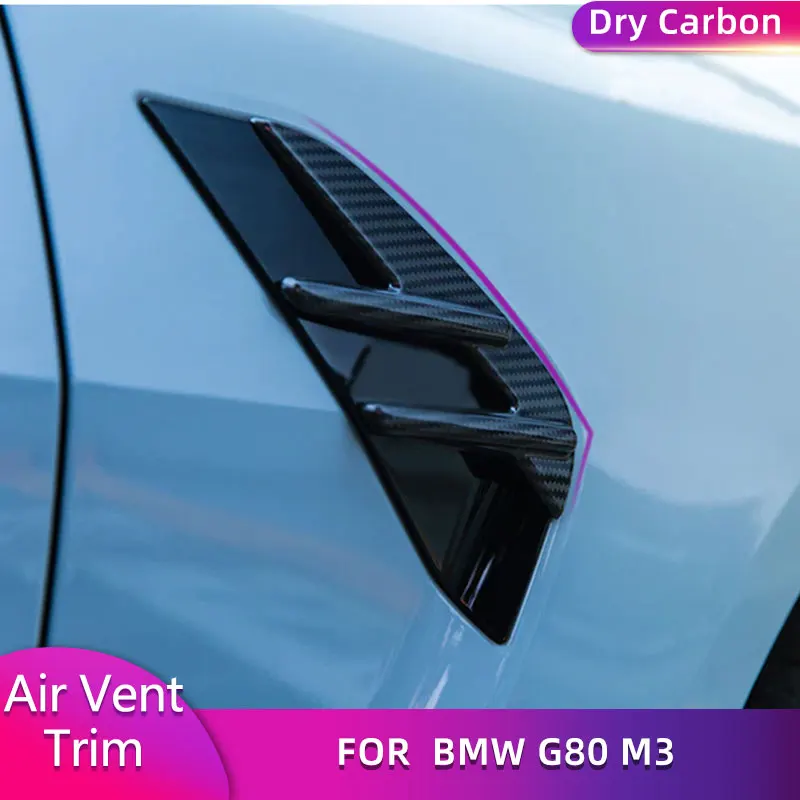 Dry Carbon Car Side Fender Air Vent Trim Cover for BMW G80 M3 Sedan 4-Door 2021 2022 Racing Fender Fins Trims Exterior