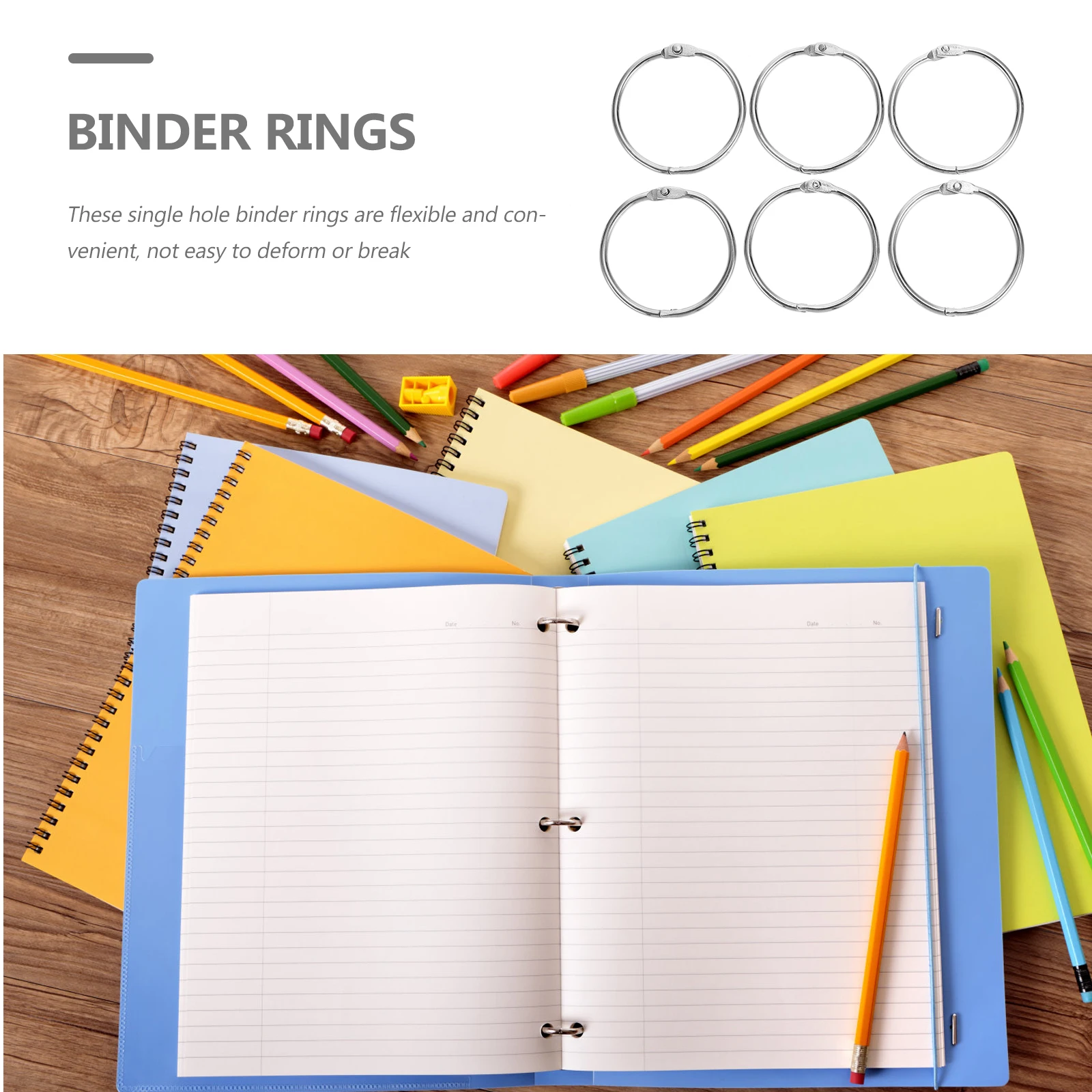

50Pcs Binder Book Rings Heavy Duty Iron Binder Clips for Reports Diaries Calendars Keychain Circles DIY Binding Projects