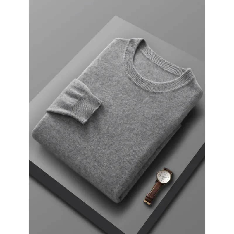 Spring Autumn 100% Wool Pullover Sweater Men O-neck Long-sleeve Cashmere Knitwear Female Clothing Mens Clothing