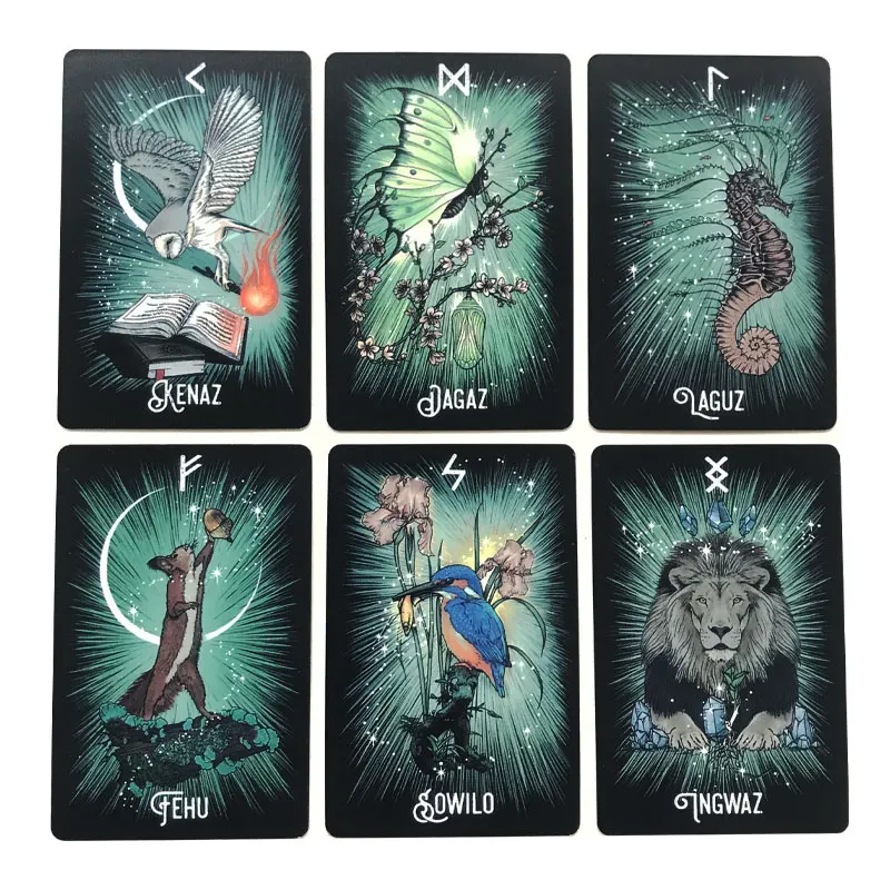 Hot sales Witchs Familiar Runic Oracle Tarot Card Fate Divination Prophecy Card Family Party Game Tarot PDF Guide