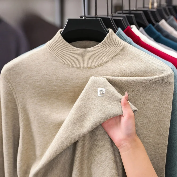 

Мужской повседневный вязаный шерстяной свитер Pierre Cardin с круглым вырезом, базовый слой для мужчин среднего возраста, осенне-зимний, модный