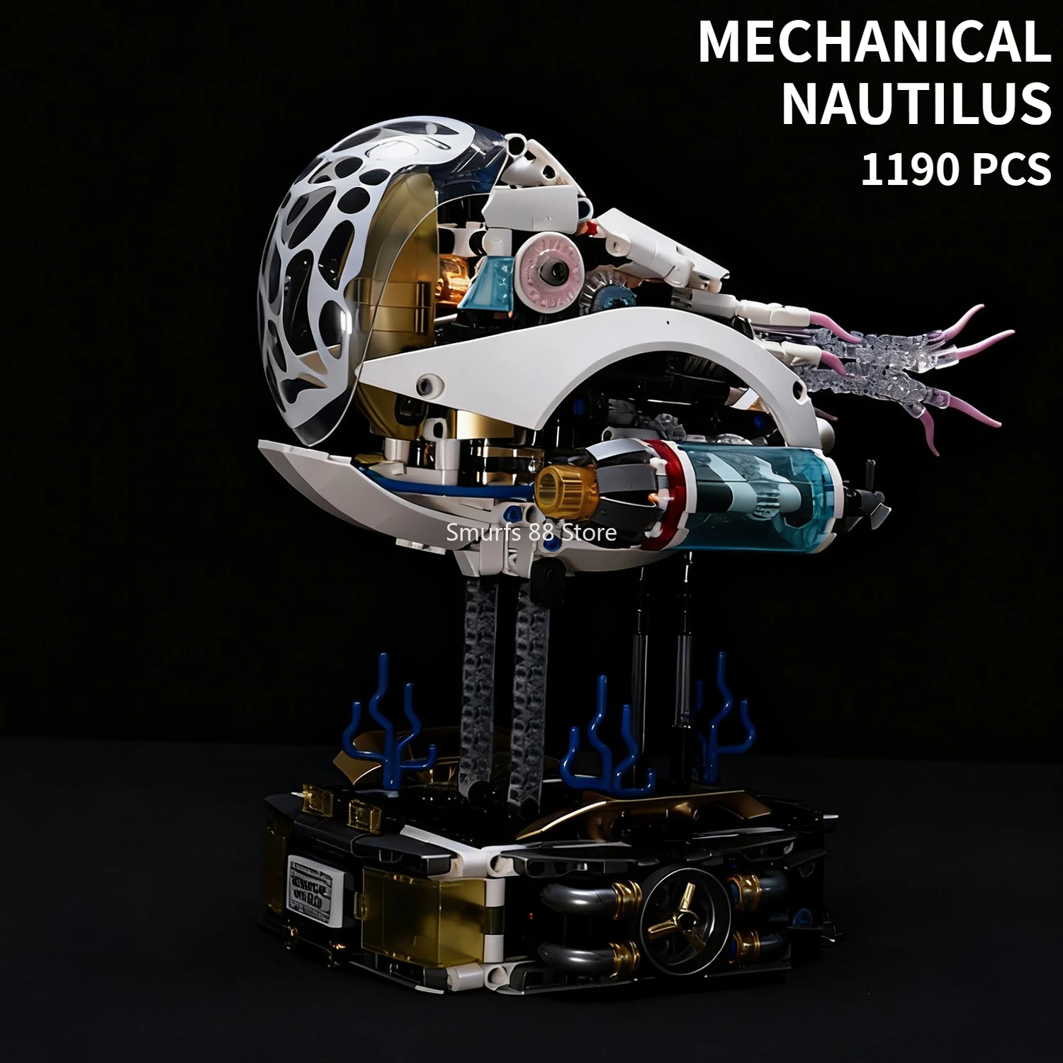 

DIY Mechanical Nautilus Model Kit 1190 Pieces Bionic Nautilus Building Blocks with Motor Assembly Building Blocks Toys Gift