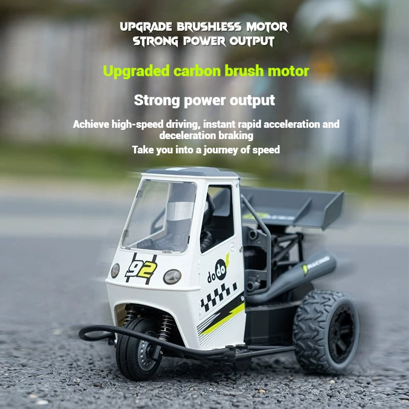 Nuovo veicolo telecomandato Rc Dodo ad alta velocità moto a tre ruote scala completa spruzzo leggero deriva auto giocattolo ricaricabile per bambini