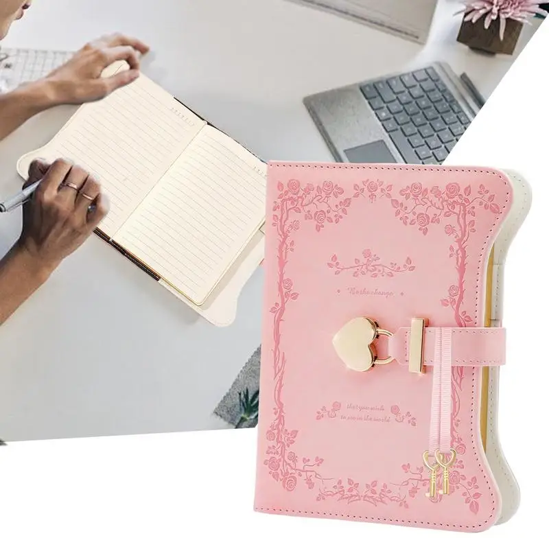 Journal With Lock B6 PU Leather Secret Journal With Lock And Key 360 Pages Refillable Notebook Secret Diary For Women Girls