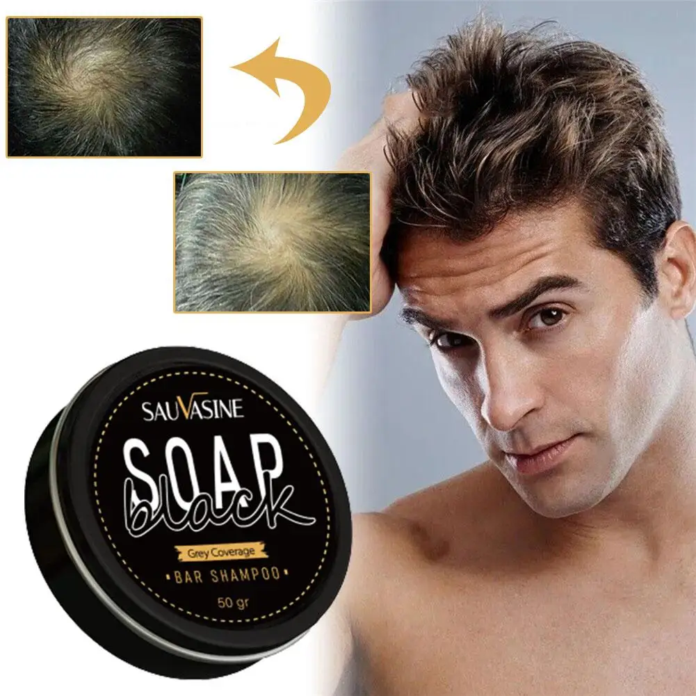 Polygonum Hair Shampoo Soap, Shampoo Canas para Sabonetes, Cinza, Barra de Tintura de Cabelo, Preto, T0Y8, 50g, 55g