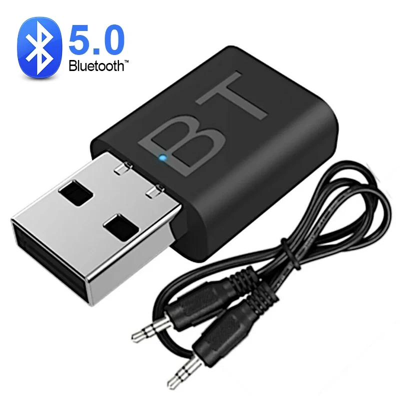 USB Bluetooth-compatible 5.0 Adapter Wireless Audio Transmitter Receiver Stereo 3.5mm Jack AUX For TV PC Earphones for Car Radio