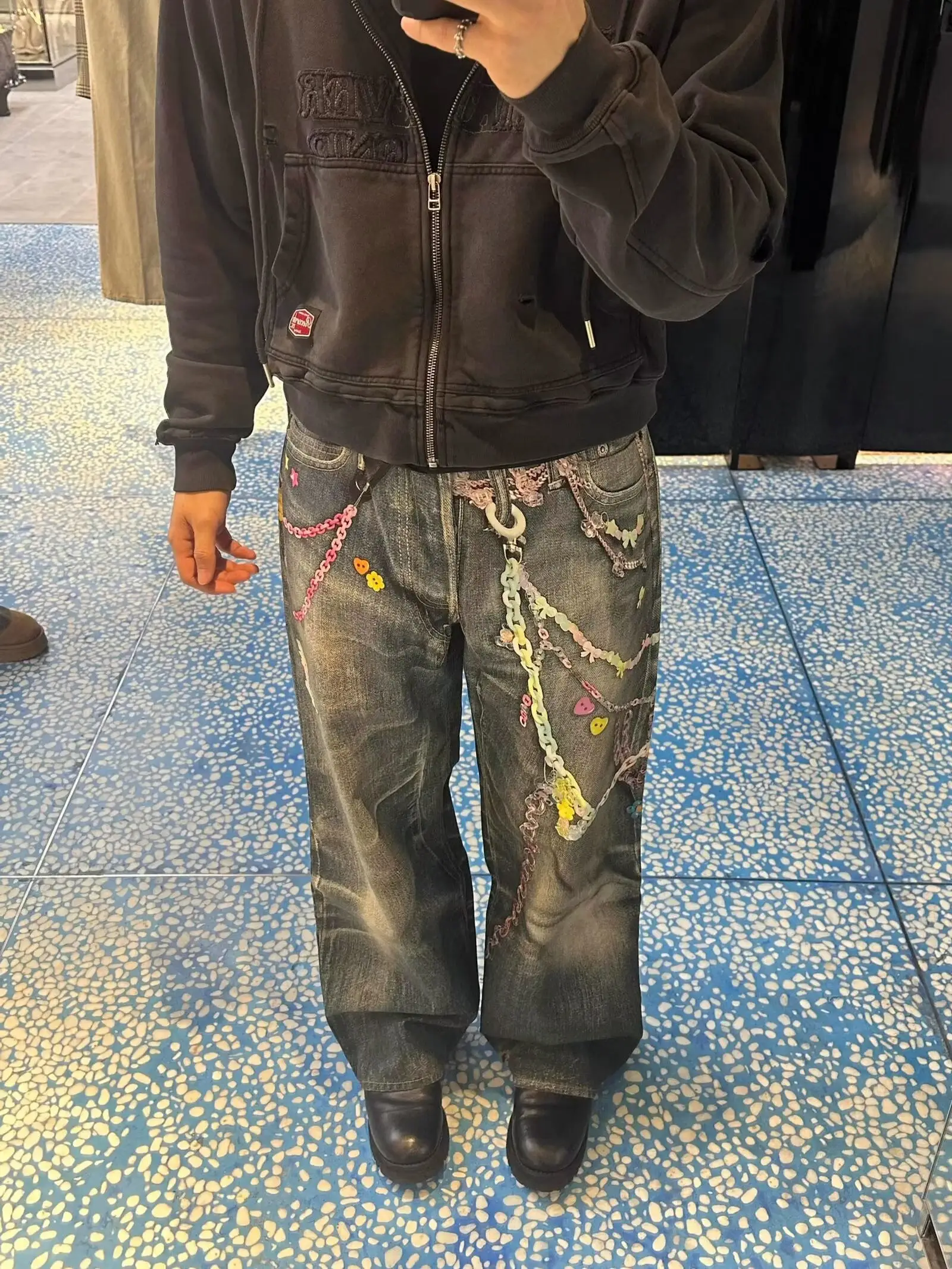 

Джинсы-брюки AC Candy Chain 25 Bull King с 3D-иллюзией, мужские и женские, прямого кроя, молодежные, модные