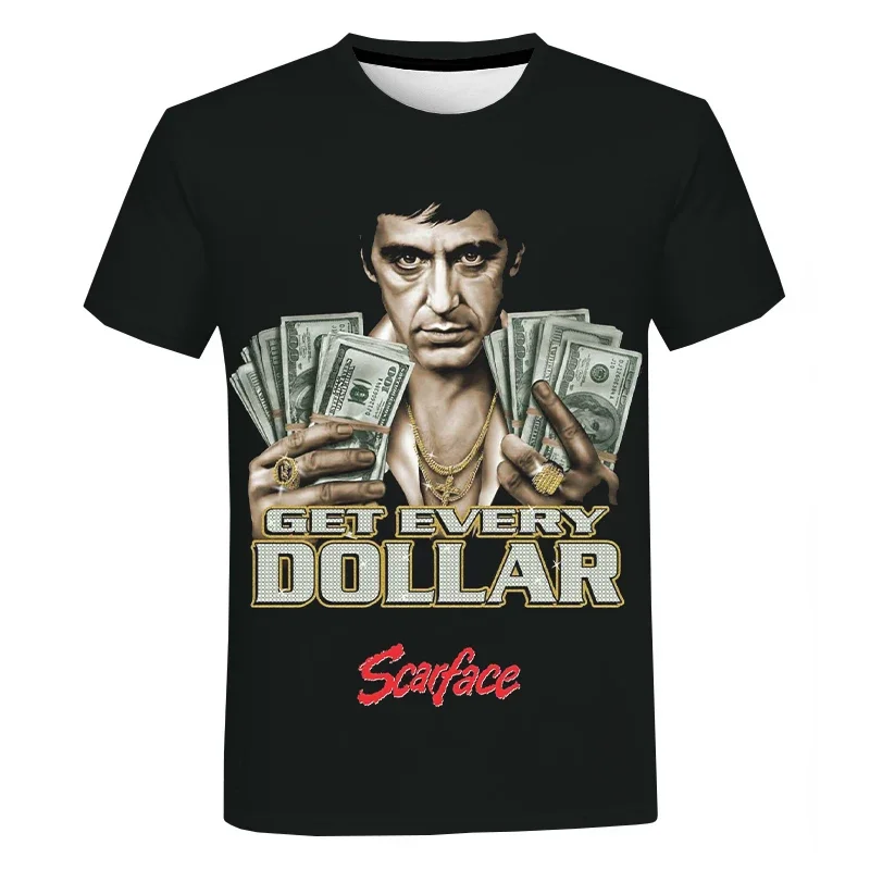 Summer fashion casual movie Scarface 3D Printed T-shirt Street Cool Tony Montana T-shirt Oversized unisex T-shirt top