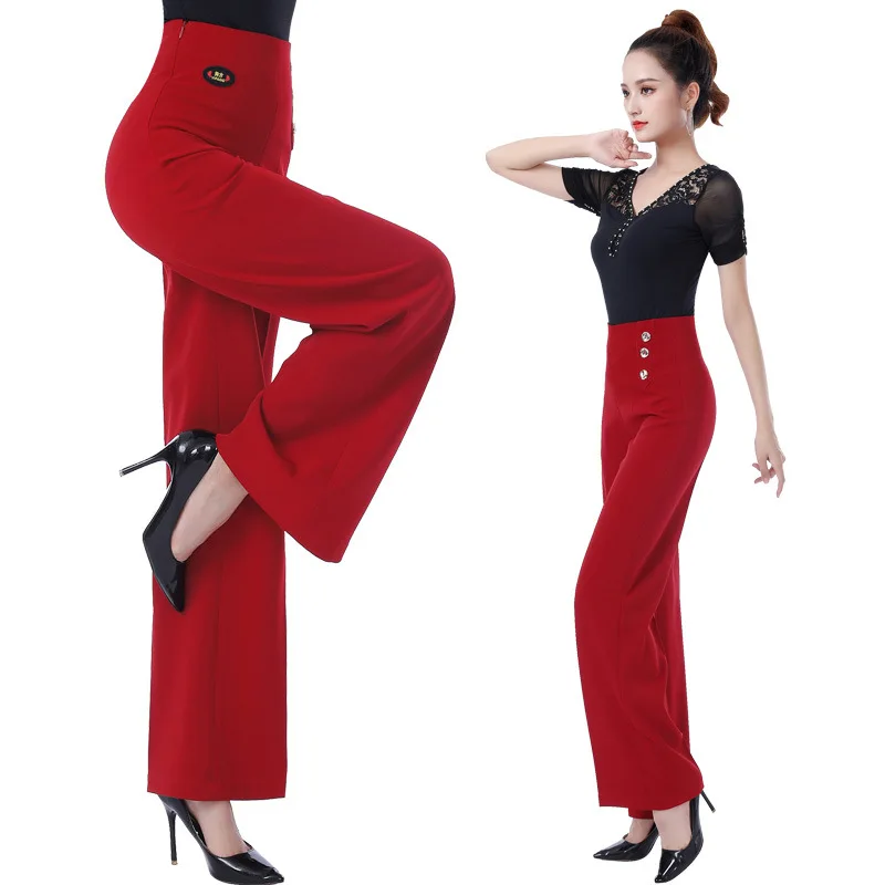 

Женские широкие длинные брюки по индивидуальному заказу, национальный стандарт, современный танец, латинский квадрат, высокая талия, женское нижнее белье