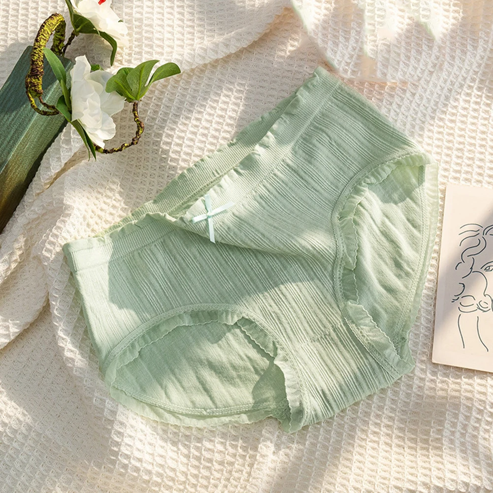 

Lingerie Women's Panties Bikini Stretch Briefs Ladies Mid-Waist Underwear Girls Lace Triangle Pants Ultra-Thin Underpants