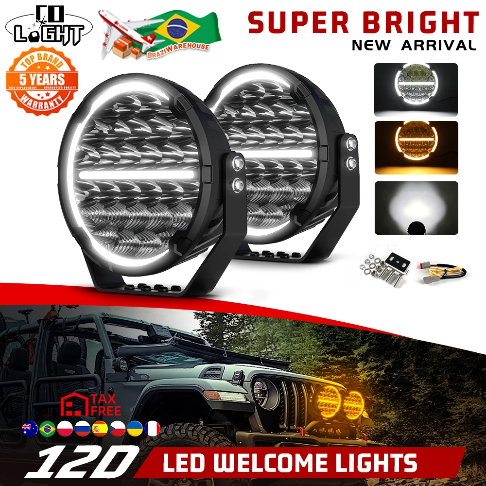 CO LIGHT Round LED Offroad Lights 9 Inch Driving Lights LED Light Bar 90000LM Spot Flood Combo DRL for Trucks Car SUV 12V 24V