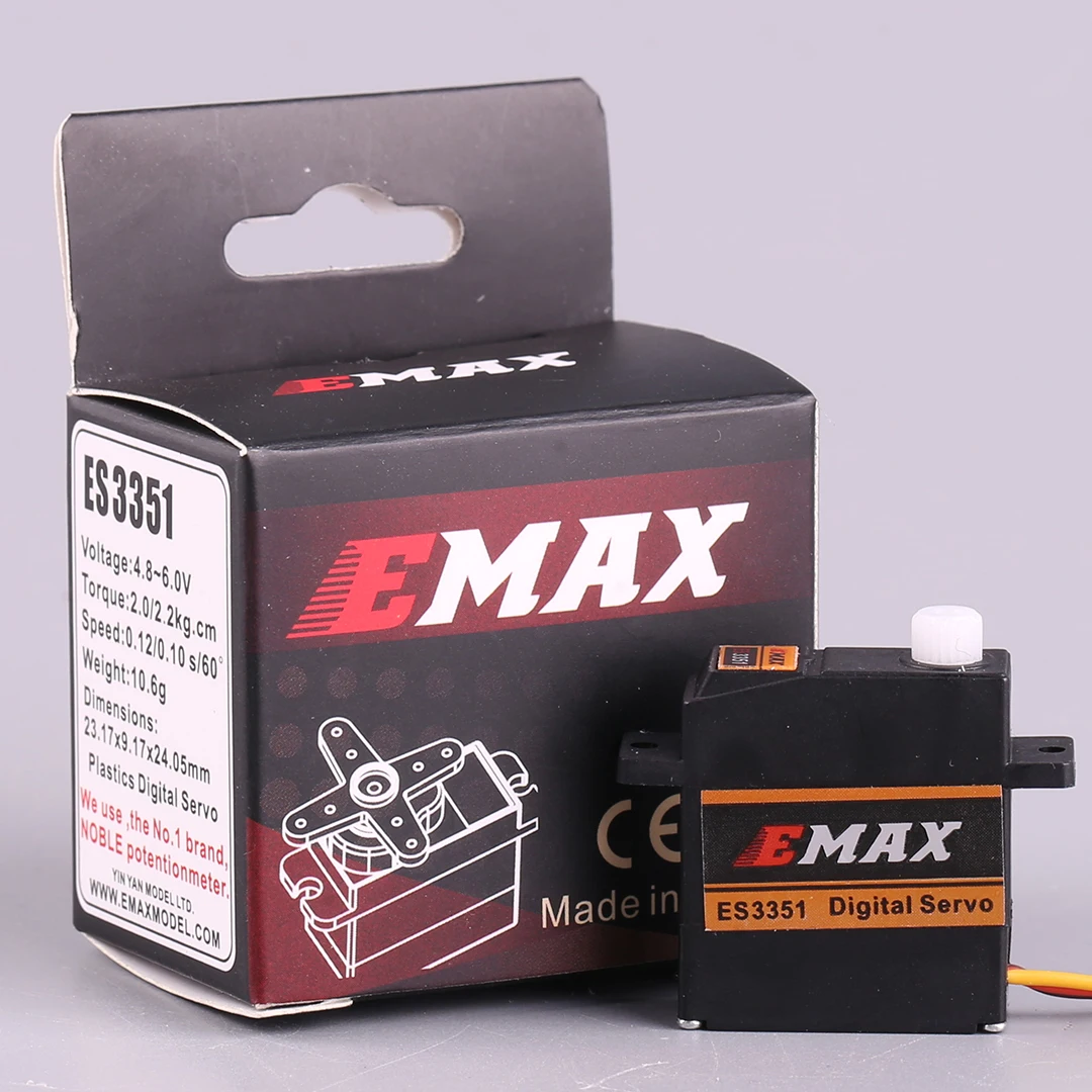 EMAX-Mini Servo Numérique à Engrenage en Plastique, pour Avion RC, Drone de Voiture, 10.6g, ES3351