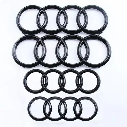 Imagen 1 del producto 4 anillos ABS capó delantero de coche emblema capó Logo insignia del maletero trasero para Audi A3 A4 A5 A6 A7 A1 A2 Q2 Q3 Q4 Q5 Q7 Q8 TT S3 S4 S5 S6 S7