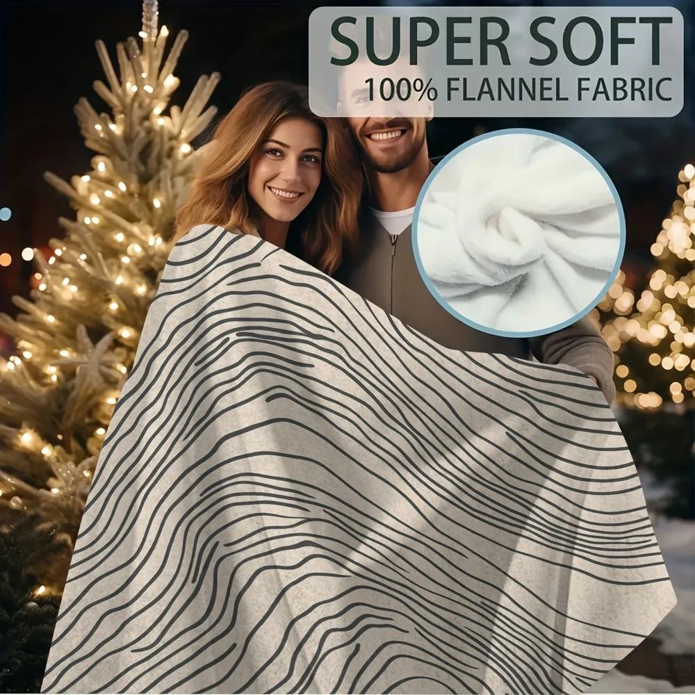 Extra Large Cozy Blanket 60x80 Inch - Scandinavian Minimalist Design, Soft Iron Gray on Sand Print, Machine Washable for Sofa