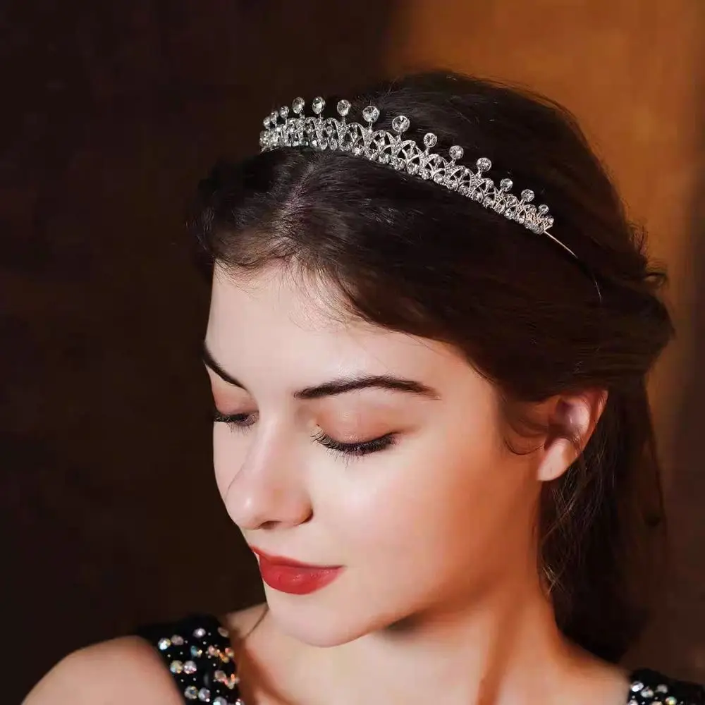 Diadem مجوهرات الشعر كريستال تاج الزفاف لامعة الزركون الزفاف الشعر مجوهرات سباركلي الفاخرة الأميرة تيارا لعيد ميلاد