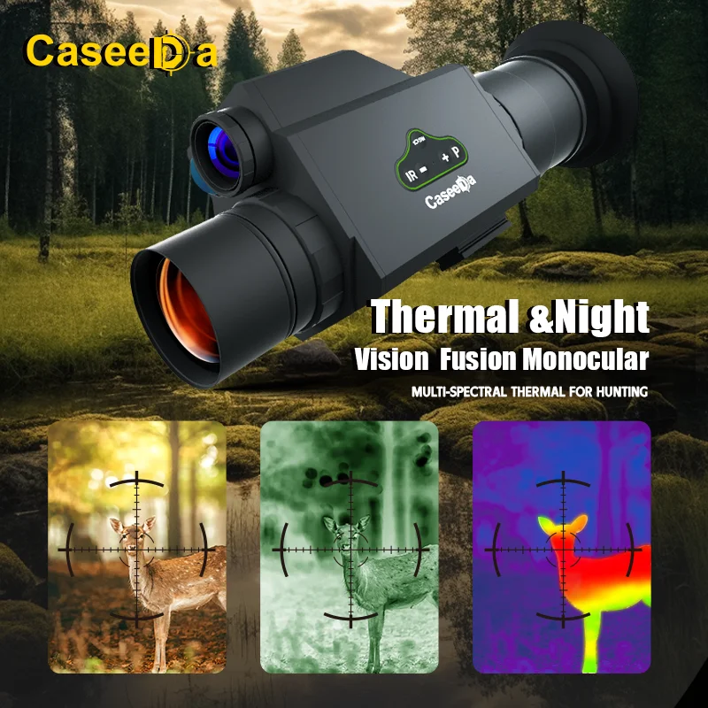 CaseeDa IP65 Thermal Monocular OLED Display Night Vision Scope 7x Zoom Thermal Imaging Infrared Telescope For Night Patrol