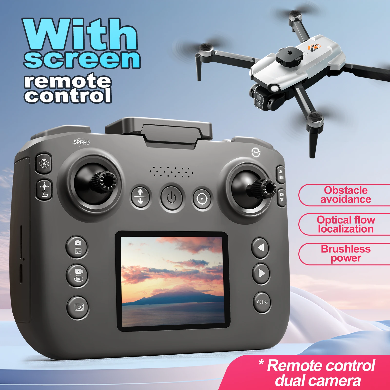 

S119 Drone Profesional HD Dual-Camera FPV with Screen Remote Control Brushless Optical Flow Obstacle Avoidance RC Quadcopter Toy