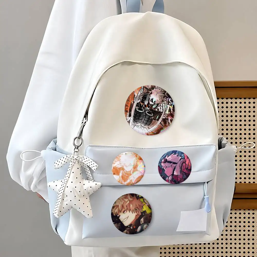 A-Bakugo Katsuki Round Button Badge Pin Set Anime Cartoon Game Music Cool Fashion Brooch For Backpack Clothes Hat