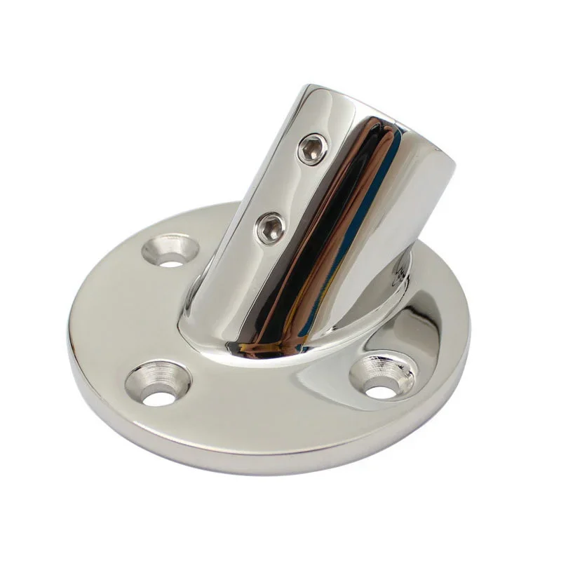 316 Stainless Steel 45 Degree 22/25mm Round Tube Pipe Base Hand Rail Railing Pipe Marine Fitting Rowing Boats Yacht Accessory