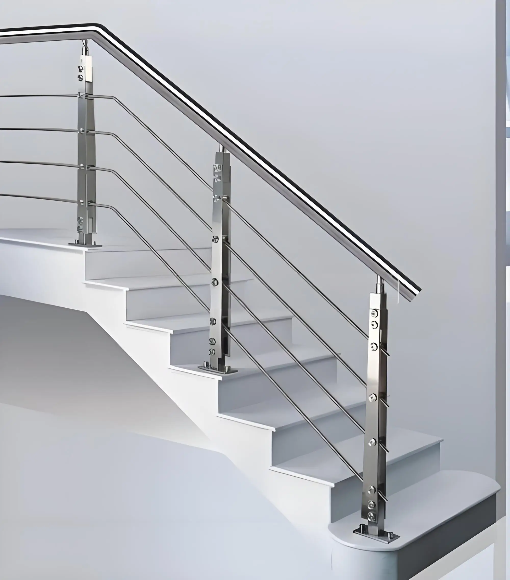 Maatwerk 304 roestvrijstalen gangbalustrade Eenvoudig te installeren vloeren Roestbestendige leuning Hotelbescherming