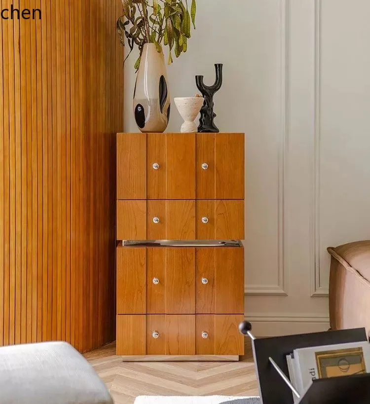 

ZML module free combination cabinet solid wood dining side living room retro home bedroom bedside table