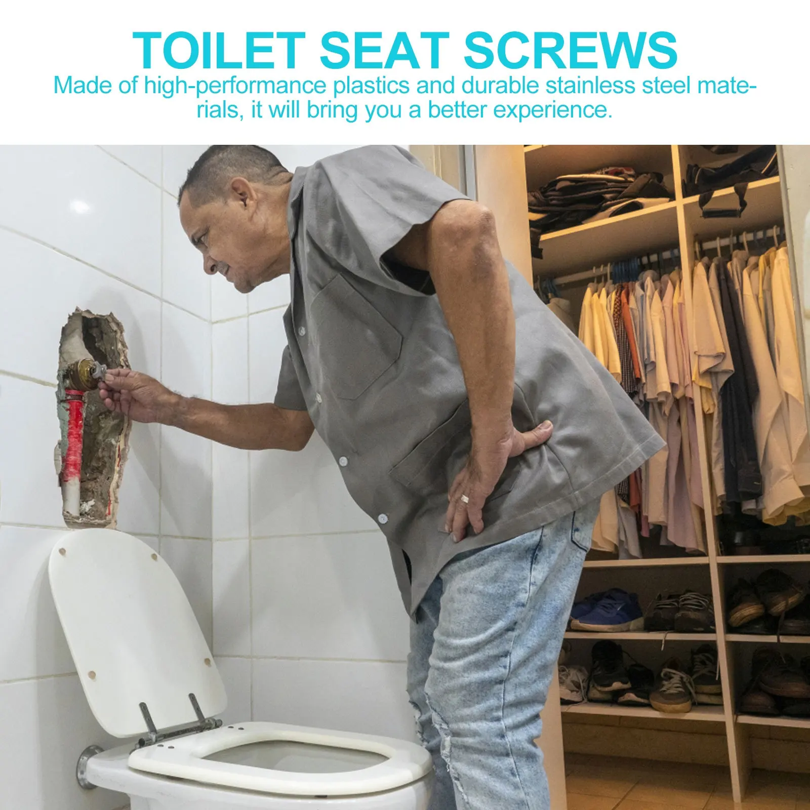 

2Pcs Toilet Seat Screws Premium ABS Iron Universal Toilet Mounting Bolts Replacement Parts Bathroom Fixing Screws