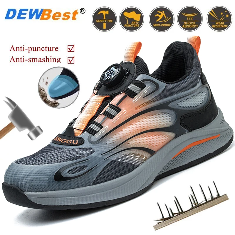 

Men's wear-resistant anti-smash steel head anti-puncture safety shoes indestructible work shoes lightweight breathable Ms.