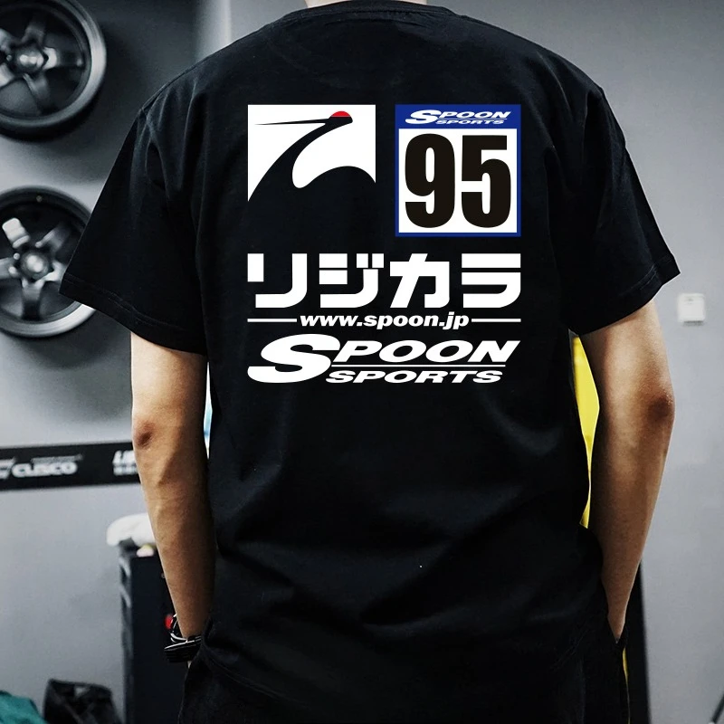 AliExpress Japanese JDM Modified Car SPOON Civic Type R2025 Summer Pure Cotton Short-sleeved T-shirts for Men and Women