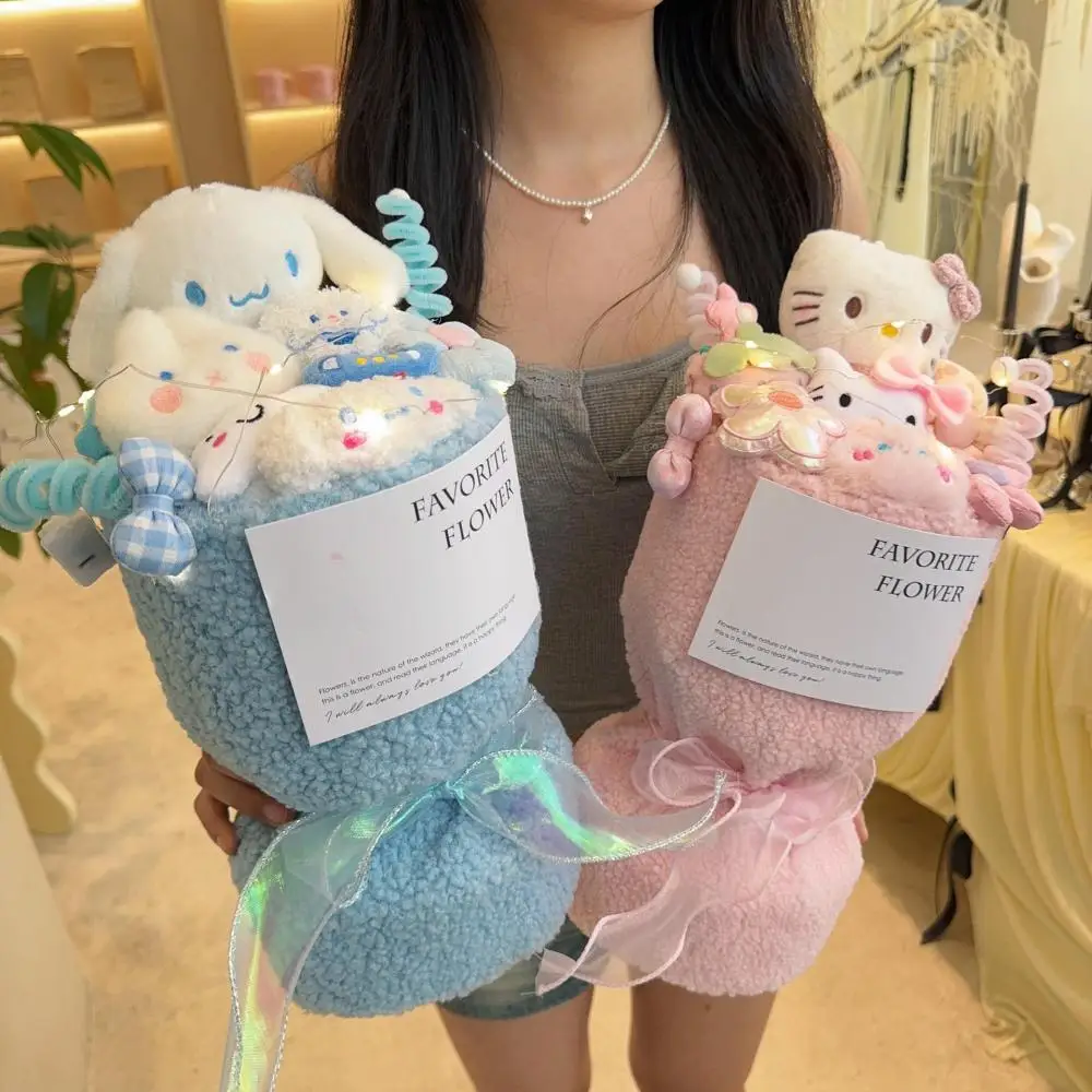 Sanrio Hello Kitty Cinnamoroll Plush Doll Bouquet Kuromi Kawaii Cartoon Cute Bouquet Student Birthday Girlfriend Festival Gift