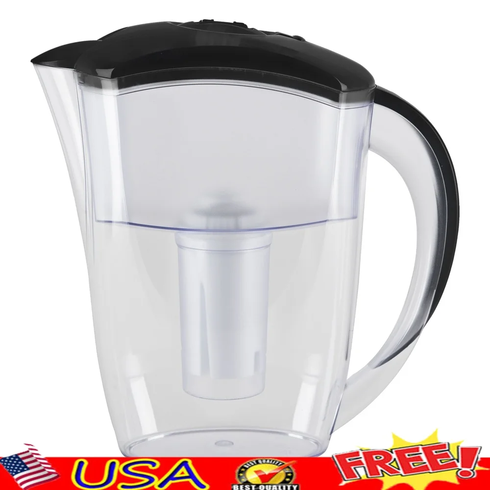 

8 Cup Water Pitcher with Universal Filter Chlorine Taste Odor Removal Mesh Screen Manual Date Indicator Safe Drinking Water