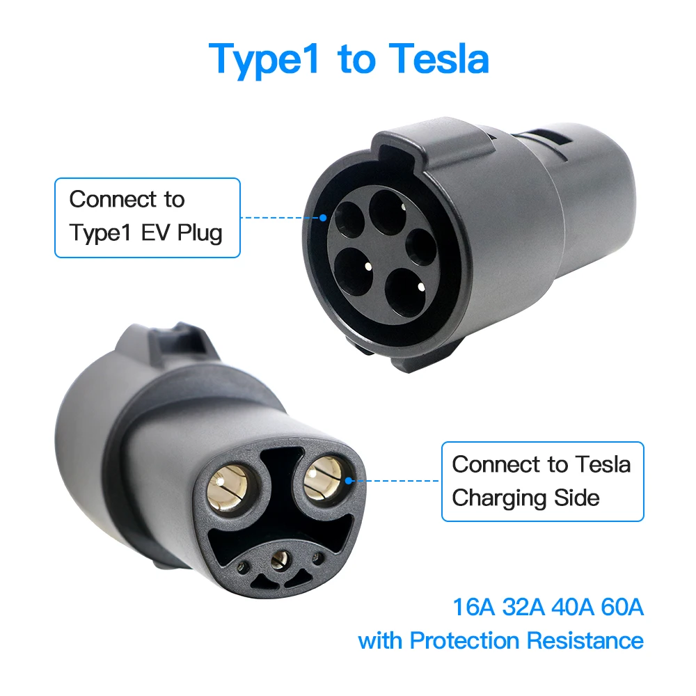 Electric Car Charging Adapter Barrel，32A EV charger converter charging station IEC 62196 Type2 to J1772 Type1 and Type1 to Type2