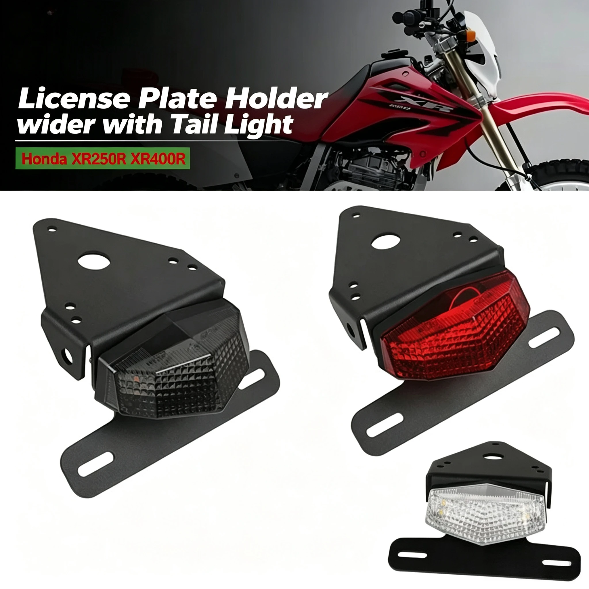 For Honda XR250R XR400R Fender Eliminator LED Brake Light Short Tail License Plate Holder Motorcycle Accessories