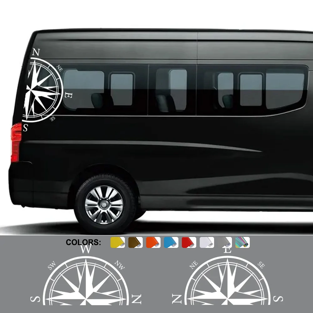 Van Body Side Stickers Car Camper RV Motorhome Caravan Minivan Cargo Graphics Compass Decor Decals Cover Auto Tuning Accessories