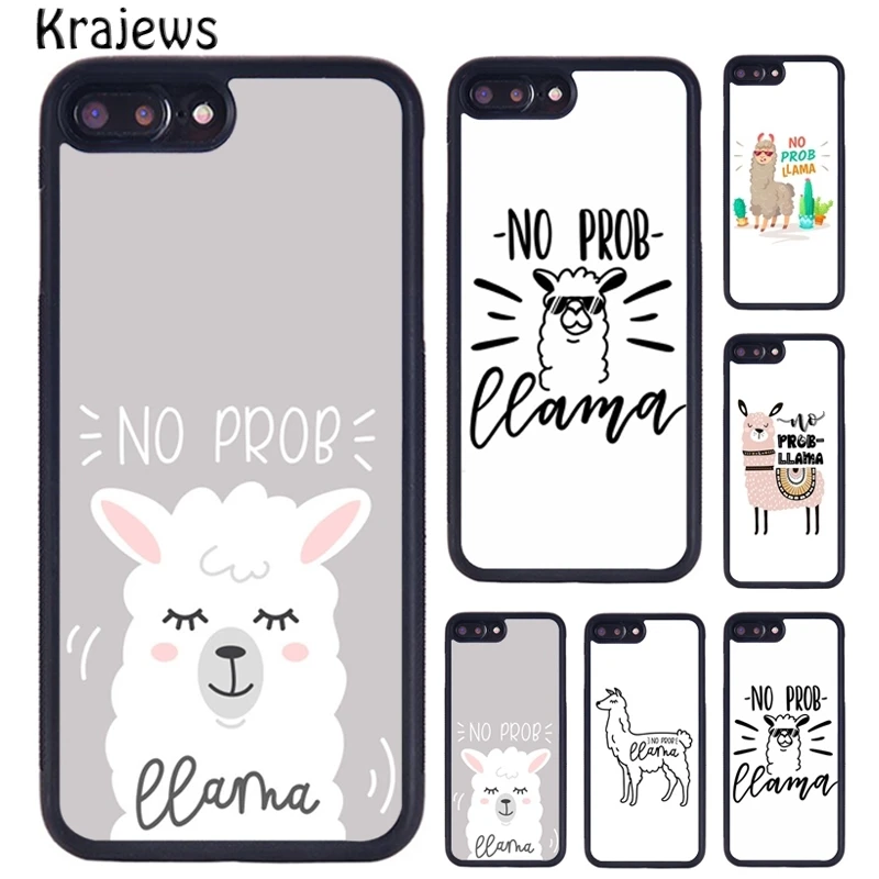 Krajews No Prob Llama Alpaca Printed Skin Phone Case For iPhone 16 15 14 plus 11 12 mini 13 Pro XR XS Max cover coque