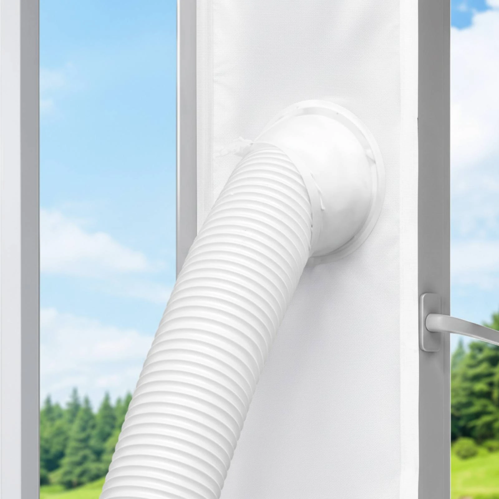 Picture 4: Cloth Window Seal with Hose Opening Soft Window Exhaust Sealing Panel Vent Kit Universal Hardware Adjustable
