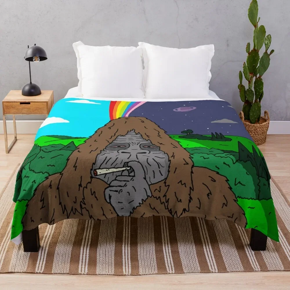 Sassy the Sasquatch Smoking Throw Blanket Summer Soft Plush Plaid Blankets Sofas Of Decoration Sofa Blankets