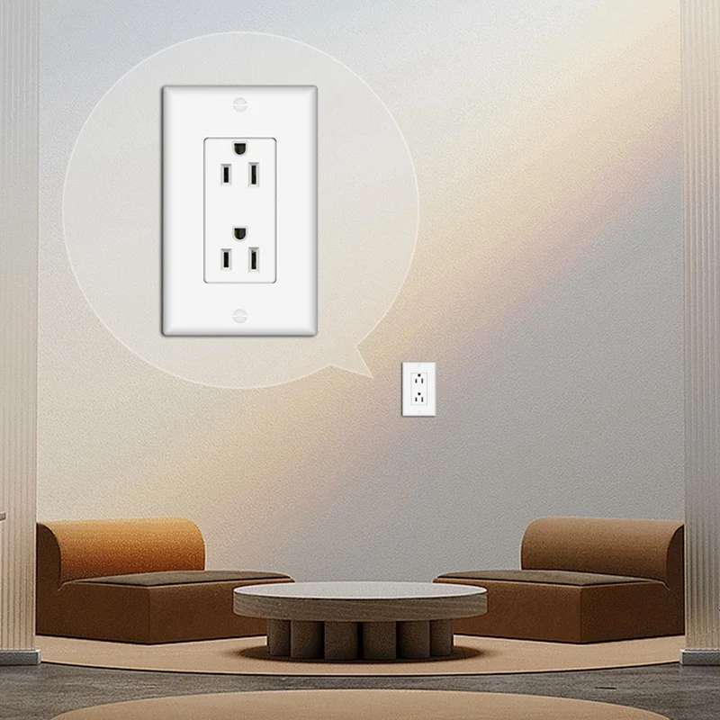 Hot 10 Pack Tamper-Resistant Electrical Outlet Decorator Receptacle Outlet With Wall Plate, 15A 125V, Self-Grounding