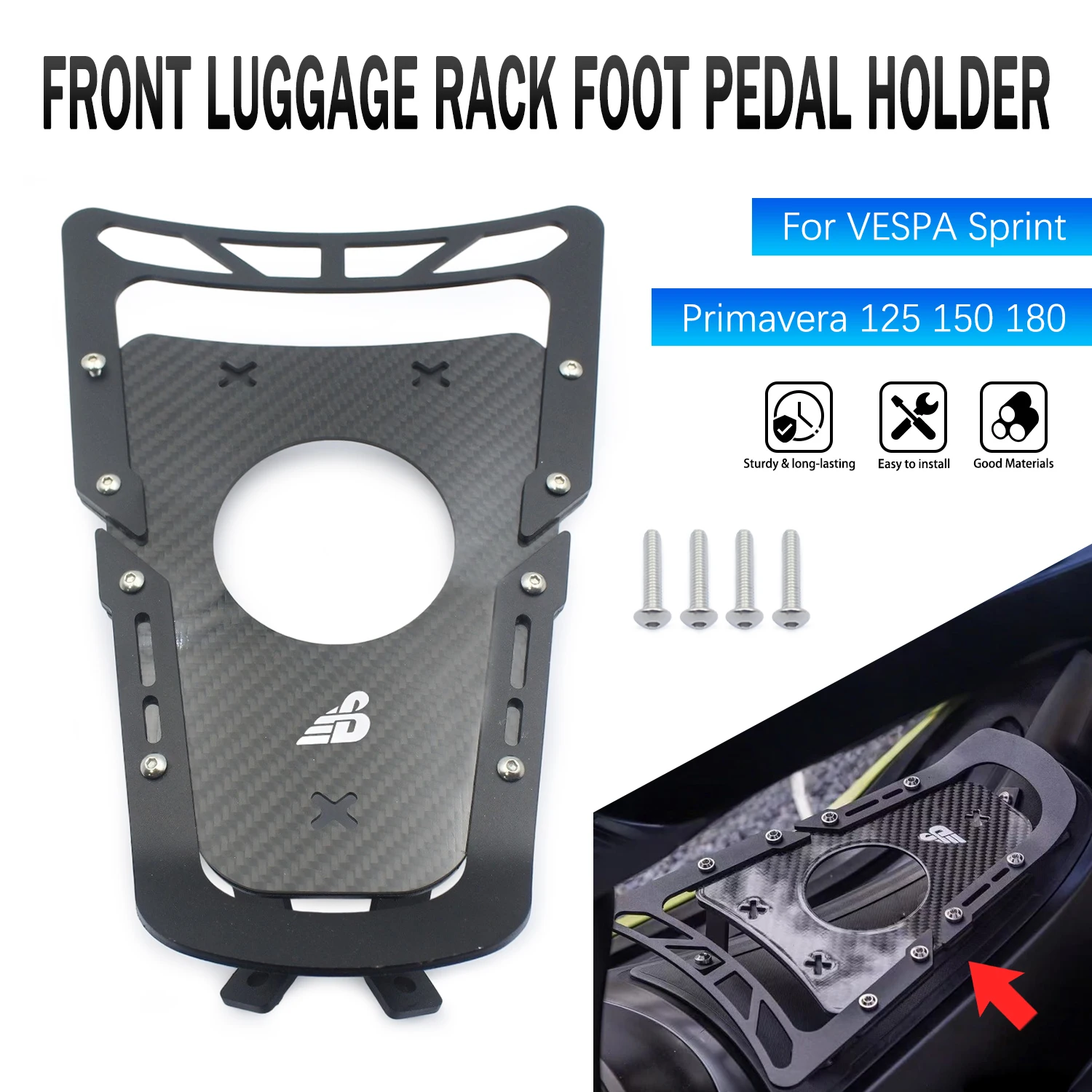 For VESPA Sprint Primavera 150 180 2024 2025 2026 Front Luggage Foot Pedal Motorcycle Part Luggage Rack Bracket Holder