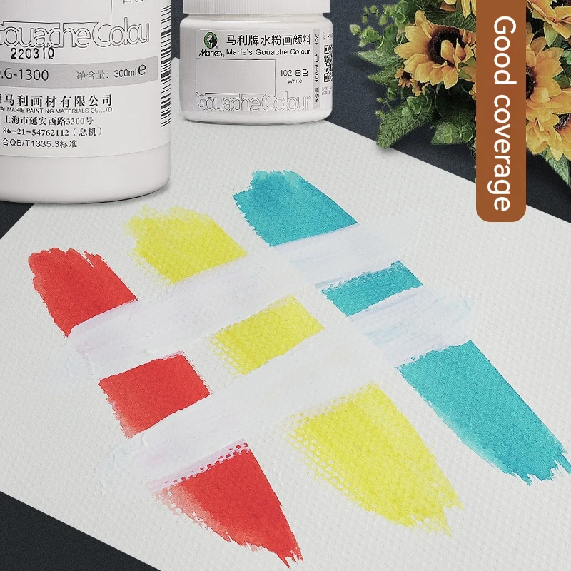 

Gouache Paint White Color Pigment 300ml 100ml Art Painting Design Calligraphy Strong Covering for Beginners Students Artists