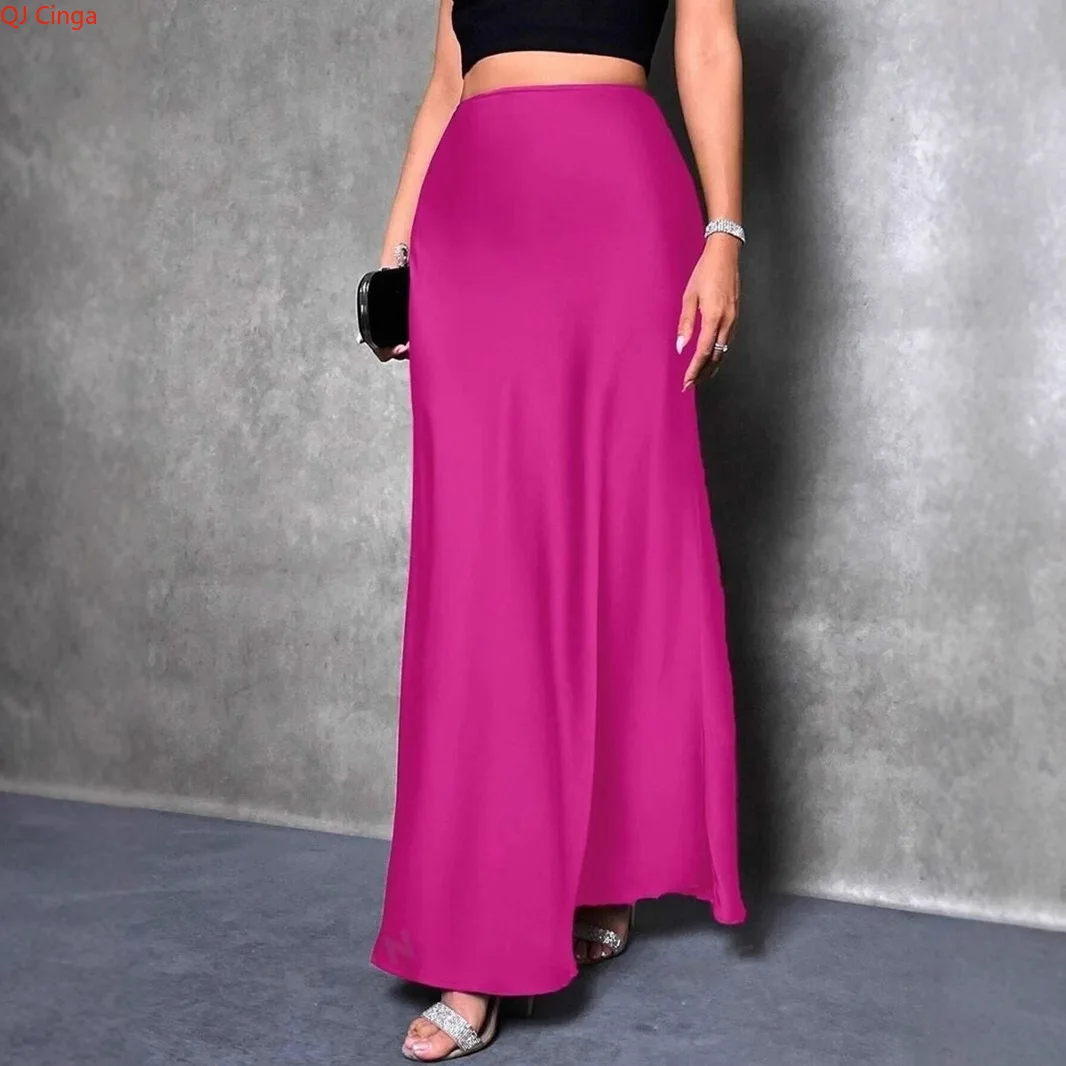 2026 Spring Women's Red Half Skirt, High-waisted A-line Mini Skirt in Solid Color, Available in Black, Green, Beige, Purple.