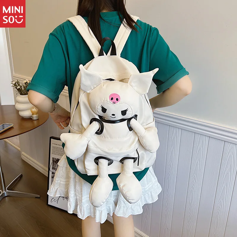

Miniso Kuromi Oxford Backpack 2025 | Color Block Design, Large School Bag