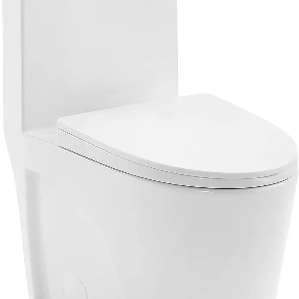 

DAFIFY Цельный удлиненный унитаз Vortex Dual-Flush 1,1/1,6 gpf с удобным сиденьем для стула, высота ADA, глянцевый белый, черный фурнитура